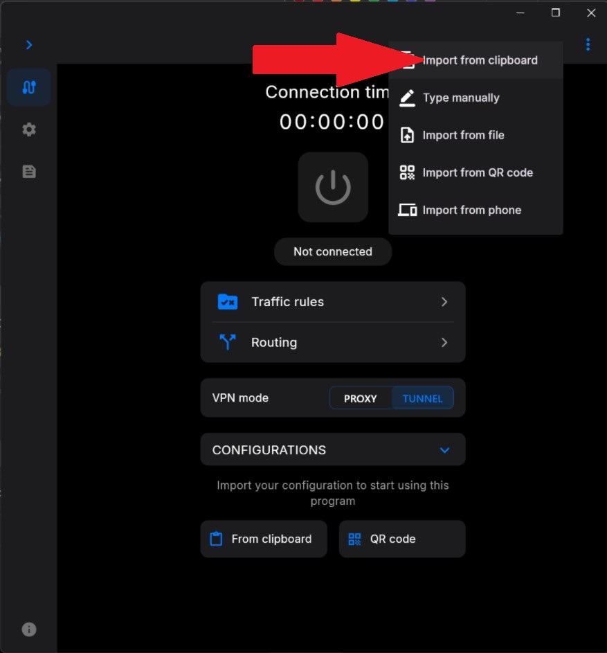 Windows: импорт из буфера обмена